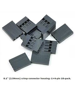 0.1" (2.54mm) Crimp Connector Housing: 1x4-Pin 10-Pack