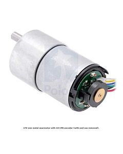 10:1 Metal Gearmotor 37Dx65L mm 12V with 64 CPR Encoder (Helical Pinion)