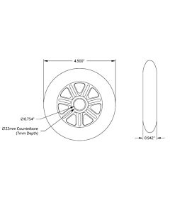 Grey Skate Wheel 4.90" 124.46mm